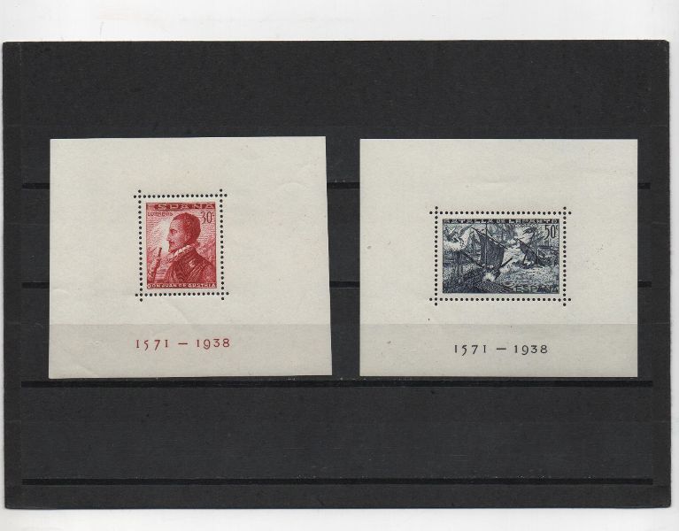ESTADO ESPAÑOL (FRANCO) DEL AÑO 1938 Nº 862/863** HOJA BLOQUE BATALLA DE LEPANTO
