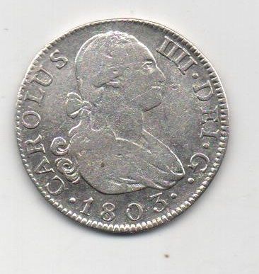 ESPAÑA CARLOS IV DEL AÑO 1803 DE 2 REALES