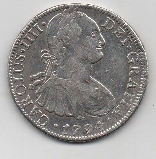 ESPAÑA CARLOS IV DEL AÑO 1794 DE 8 REALES