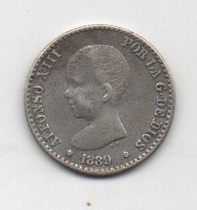 ALFONSO XIII DEL AÑO 1889 (8*9) DE 0.50 CENTIMOS