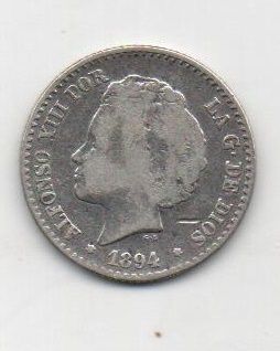 ALFONSO XIII DEL AÑO 1894 (*4) DE 0.50 CENTIMOS