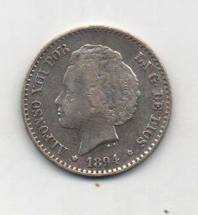 ALFONSO XIII DEL AÑO 1894 (9*4) DE 0.50 CENTIMOS