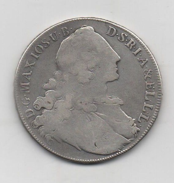 ALEMANIA DEL AÑO 1765 BABIERA DE 1 THALER MAXIMILIAN JOSEPH