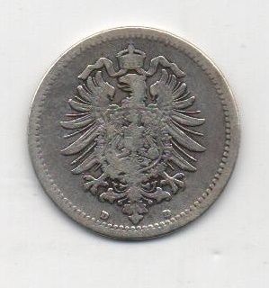 ALEMANIA IMPERIO DEL AÑO 1877 LETRA D DE 50 PENNING