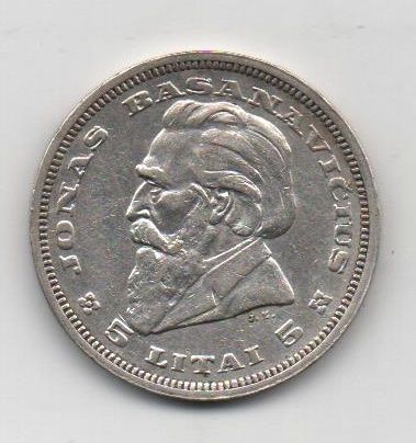 LITUANIA DEL AÑO 1936 DE 5 LITAI