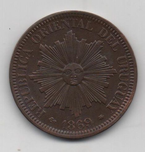 URUGUAY DEL AÑO 1869 DE 4 CENTIMOS LETRA A