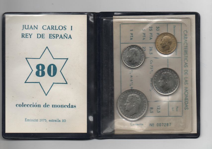 ESPAÑA CARTERA OFICIAL DE PESETAS J. CARLOS I DEL AÑO 1980