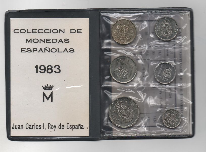 ESPAÑA CARTERA OFICIAL DE PESETAS J. CARLOS I DEL AÑO 1983