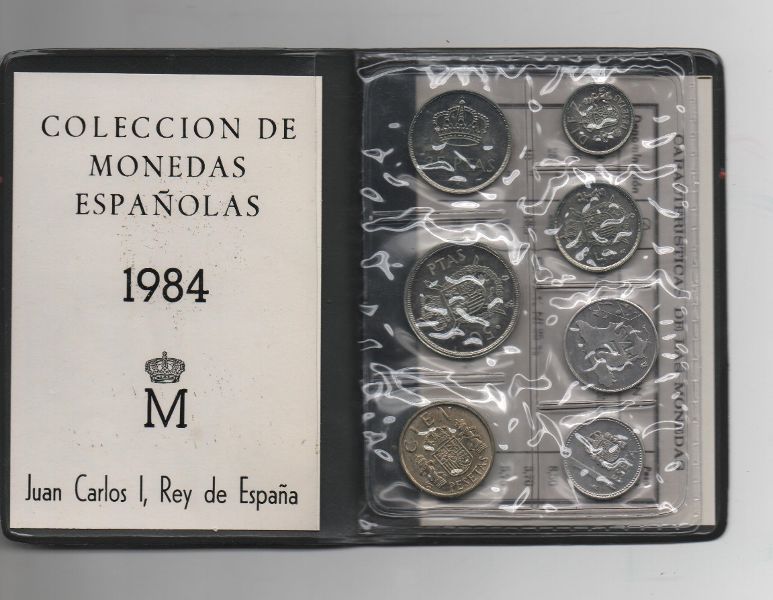 ESPAÑA CARTERA OFICIAL DE PESETAS J. CARLOS I DEL AÑO 1984