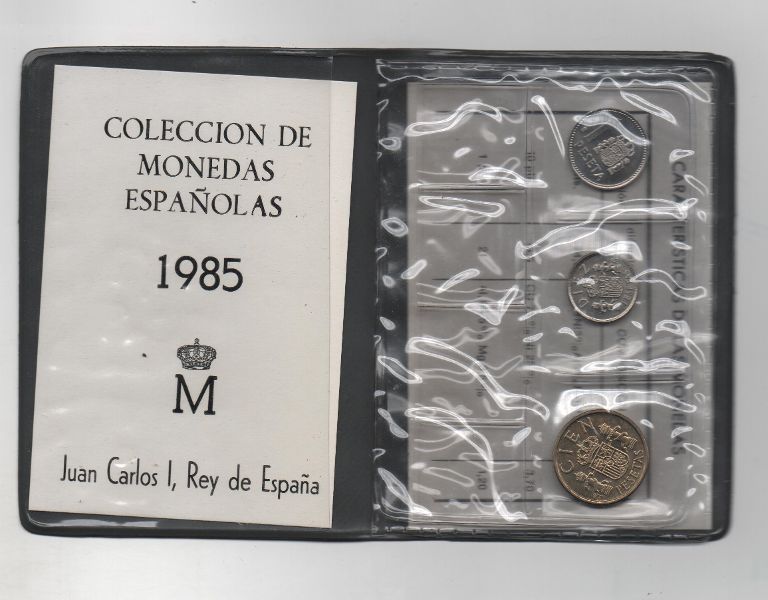 ESPAÑA CARTERA OFICIAL DE PESETAS J. CARLOS I DEL AÑO 1985