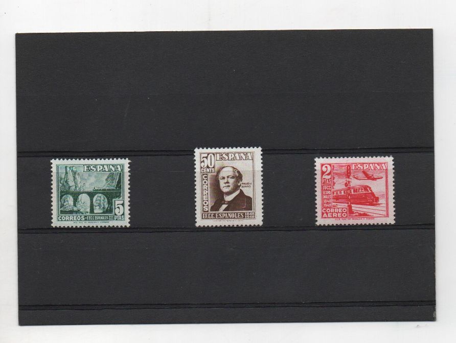 ESTADO ESPAÑOL (FRANCO) DEL AÑO 1948 Nº 1037/39 ** CENTENARIO DEL FERROCARRIL