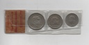 ESPAÑA FRANCO Y EXPOSICIÓN IBEROAMERICANA DE NUMISMATICA Y MEDALLISTICA DEL AÑO 1957 CECA BA SERIE 3 VALORES: 5, 25 Y 50 PTS