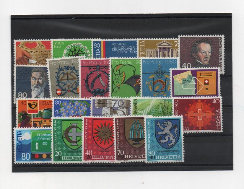 AÑO COMPLETO SELLOS SUIZA DE 1980
