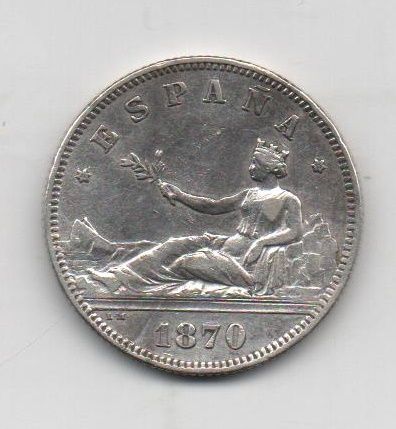 G. PROVISIONAL DEL AÑO 1870 *73 DE 2 PESETAS