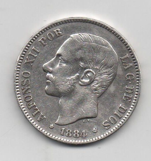 ALFONSO XII DEL AÑO 1884 *84 DE 5 PESETAS