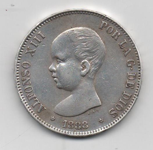 ALFONSO XIII DEL AÑO 1888 *88 DE 5 PESETAS