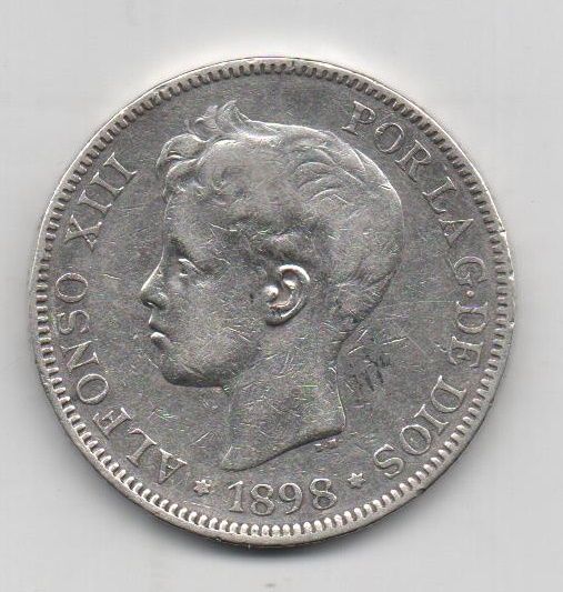 ALFONSO XIII DEL AÑO 1896 *96 DE 5 PESETAS