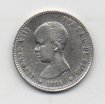 ALFONSO XIII DEL AÑO 1891 *91 DE 1 PESETA