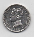ALFONSO XIII DEL AÑO 1905 *5 DE 2 PESETAS BRILLO ORIGINAL