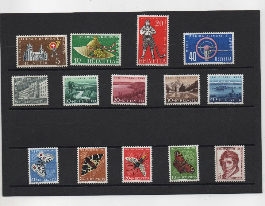AÑO COMPLETO SELLOS SUIZA DE 1955