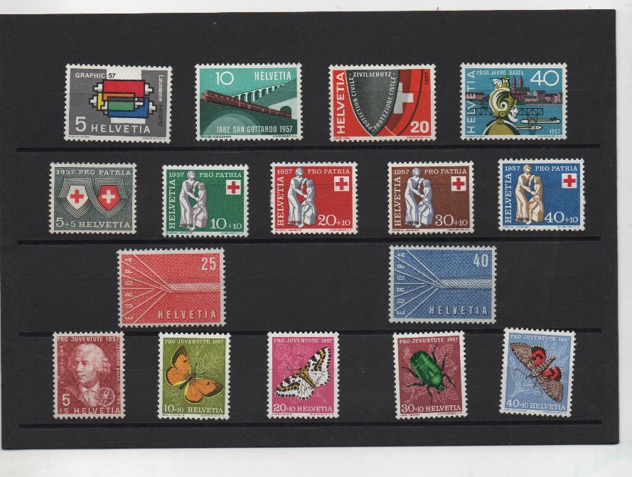 AÑO COMPLETO SELLOS SUIZA DE 1957