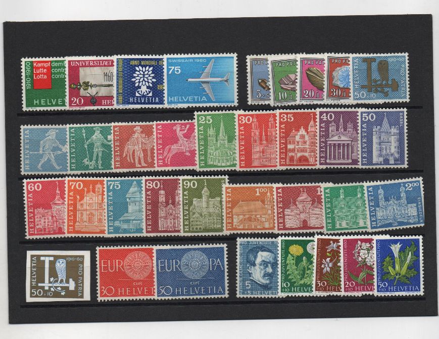 AÑO COMPLETO SELLOS SUIZA DE 1960