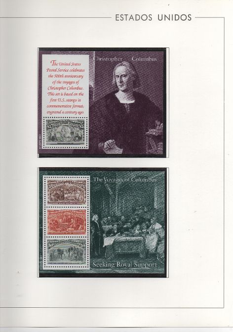 AÑO 1992 JUEGO HOJAS DESCUBRIMIENTO DE AMERICA, ESPAÑA+E. UNIDOS+ITALIA+PORTUGAL