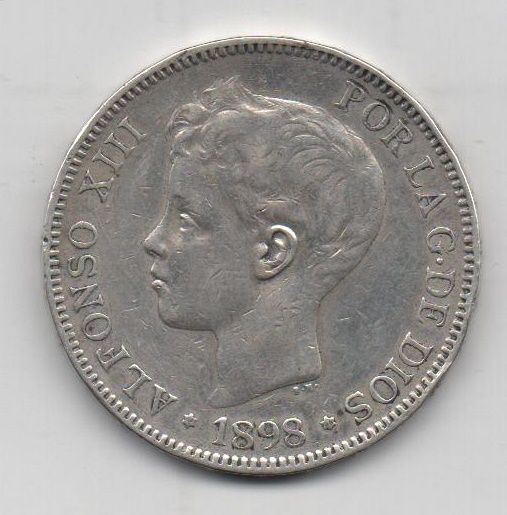 ALFONSO XIII DEL AÑO 1898 *98 DE 5 PESETAS