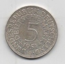ALEMANIA FEDERAL DEL AÑO 1951 LETRA G DE 5 MARCOS