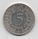 ALEMANIA FEDERAL DEL AÑO 1966 LETRA D DE 5 MARCOS
