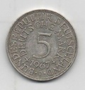 ALEMANIA FEDERAL DEL AÑO 1967 LETRA J DE 5 MARCOS