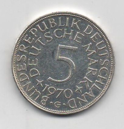 ALEMANIA FEDERAL DEL AÑO 1970 LETRA G DE 5 MARCOS