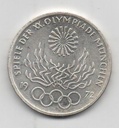 ALEMANIA FEDERAL DEL AÑO 1972 LETRA F AROS OLIMPICOS DE 10 MARCOS