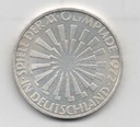ALEMANIA FEDERAL DEL AÑO 1972 LETRA J DE DIEZ MARCOS CIRCULO+RAYAS