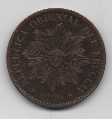 URUGUAY DEL AÑO 1869 DE 4 CENTIMOS