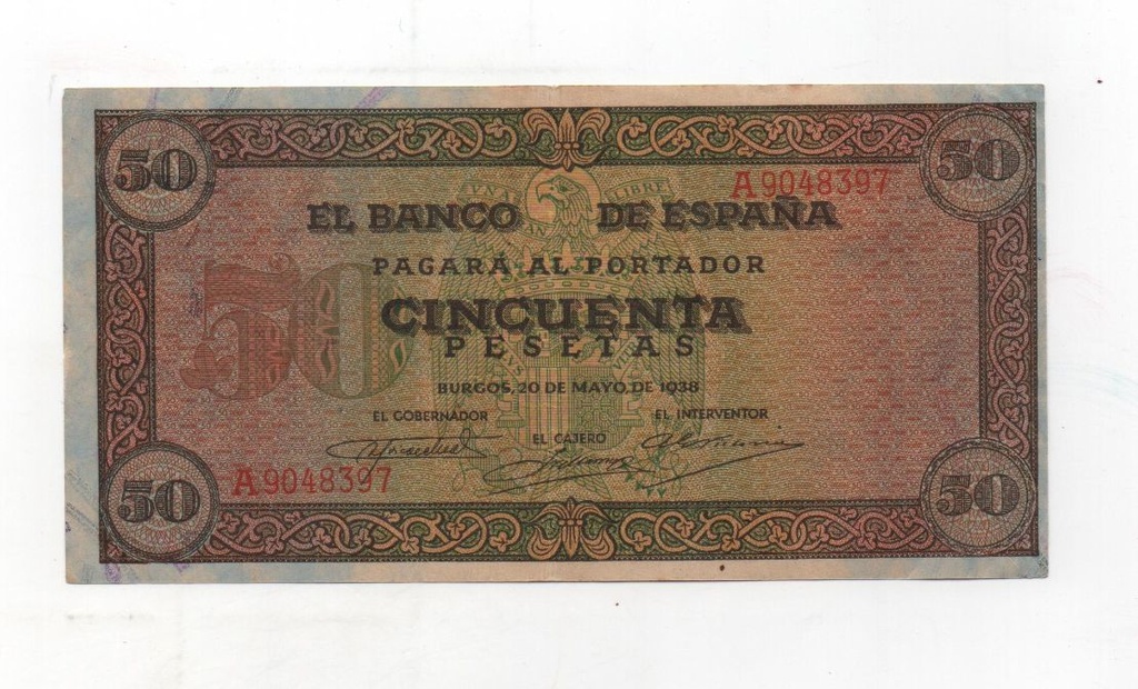 ESTADO ESPAÑOL AÑO 1938 (20/05) DE 50 PTS