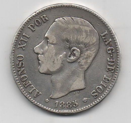 ALFONSO XII DEL AÑO 1885 *85 DE 5 PESETAS
