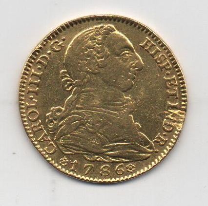 ESPAÑA CARLOS III DEL AÑO 1786 DE 4 ESCUDOS