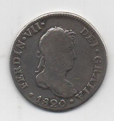 ESPAÑA FERNANDO VII DEL AÑO 1820 DE 2 REALES