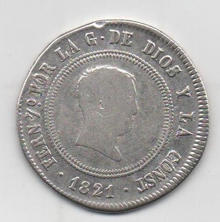 ESPAÑA FERNANDO VII DEL AÑO 1821 DE 10 REALES