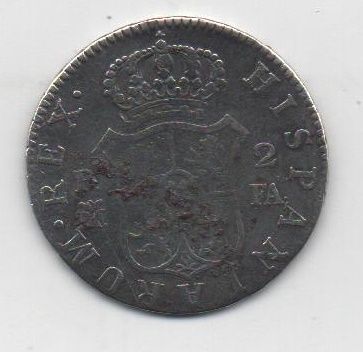 ESPAÑA CARLOS IV DEL AÑO 1800 DE 2 REALES