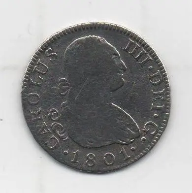 ESPAÑA CARLOS IV DEL AÑO 1801 DE 2 REALES
