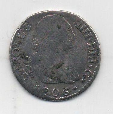 ESPAÑA CARLOS IV DEL AÑO 1806 DE 2 REALES