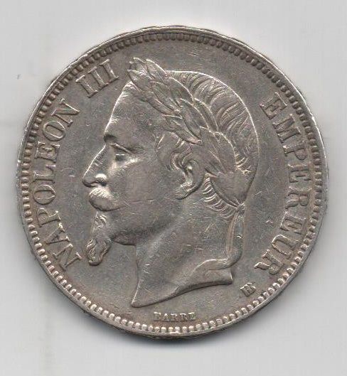 BELGICA DEL AÑO 1868 DE 5 FRANCOS