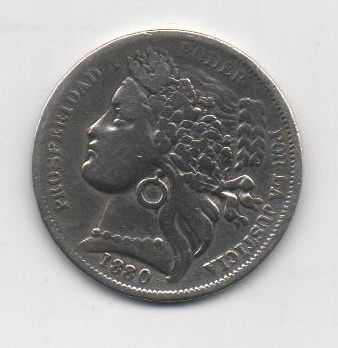 PERU DEL AÑO 1880 DE 1 PESETA