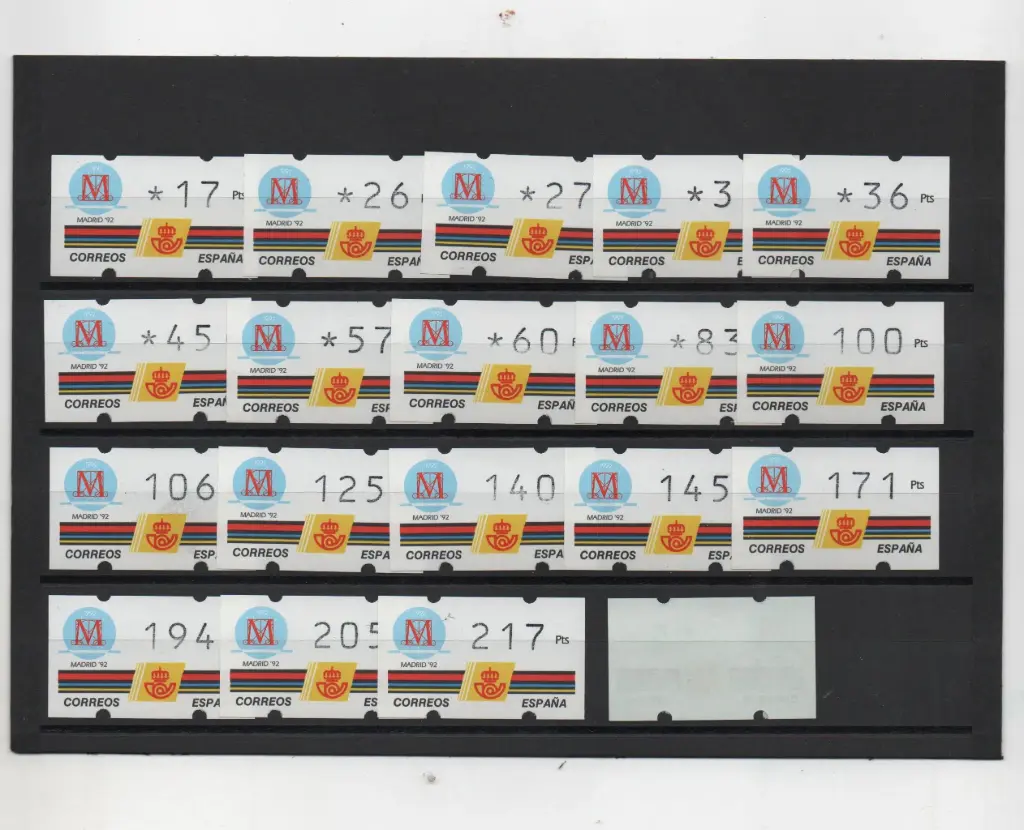 ETIQUETAS MADRID CAPITAL EUROPEA DE LA CULTURA 19 VALORES SIN NUMERO AÑO 1992