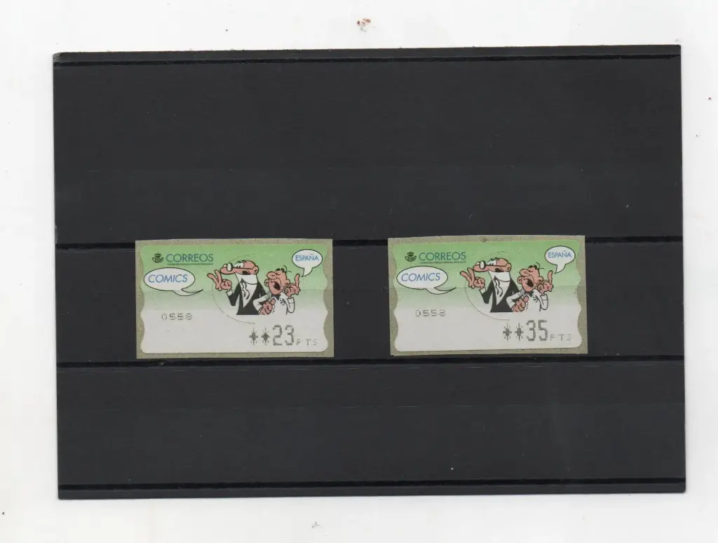 ETIQUETAS MORTADELO Y FILEMON 2 VALORES AÑO 1998 | Filargent