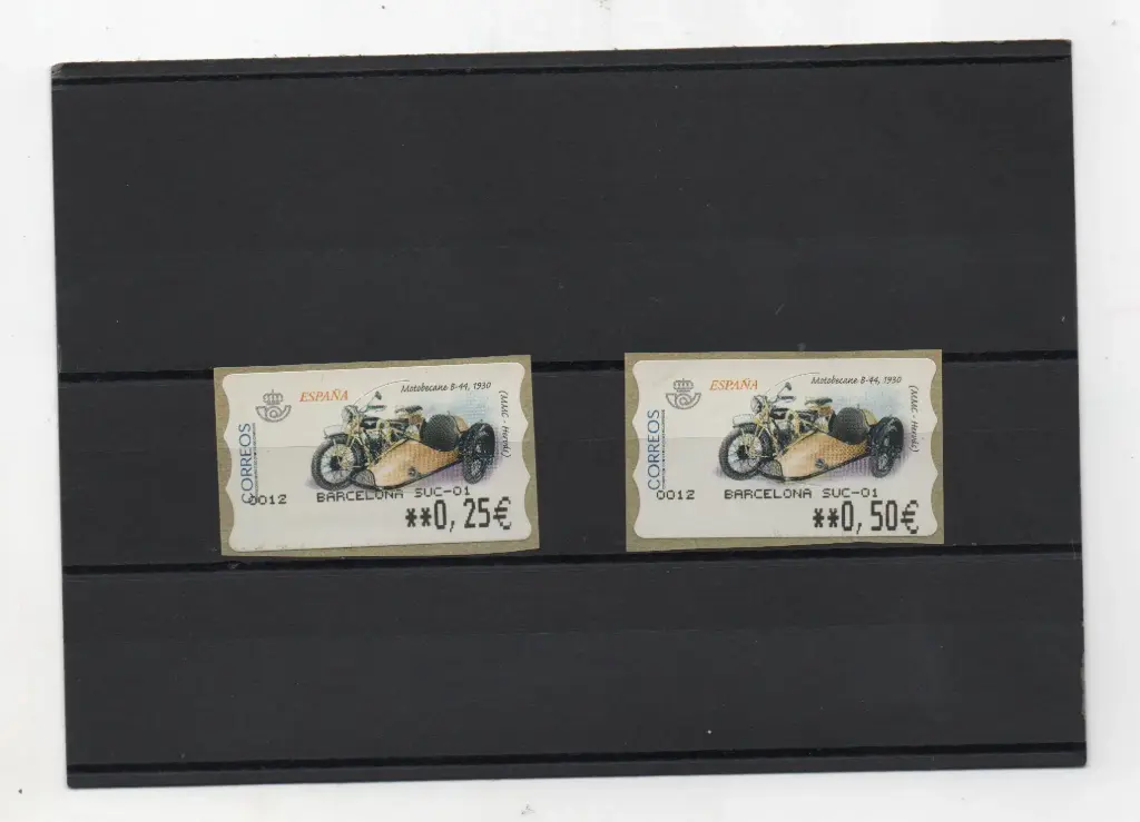 ETIQUETAS MOTOCICLETAS CLASICAS MOTOBECANE B-44 2 VALORES AÑO 2002