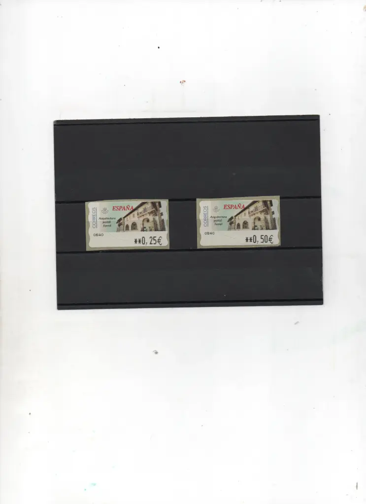 ETIQUETAS ARQUITECTURA POSTAL FERROL 2 VALORES AÑO 2002