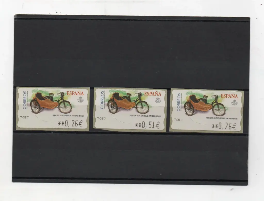 ETIQUETAS MOTOCICLETAS CLASICAS MOBYLETTE AU-HT 3 VALORES AÑO 2003